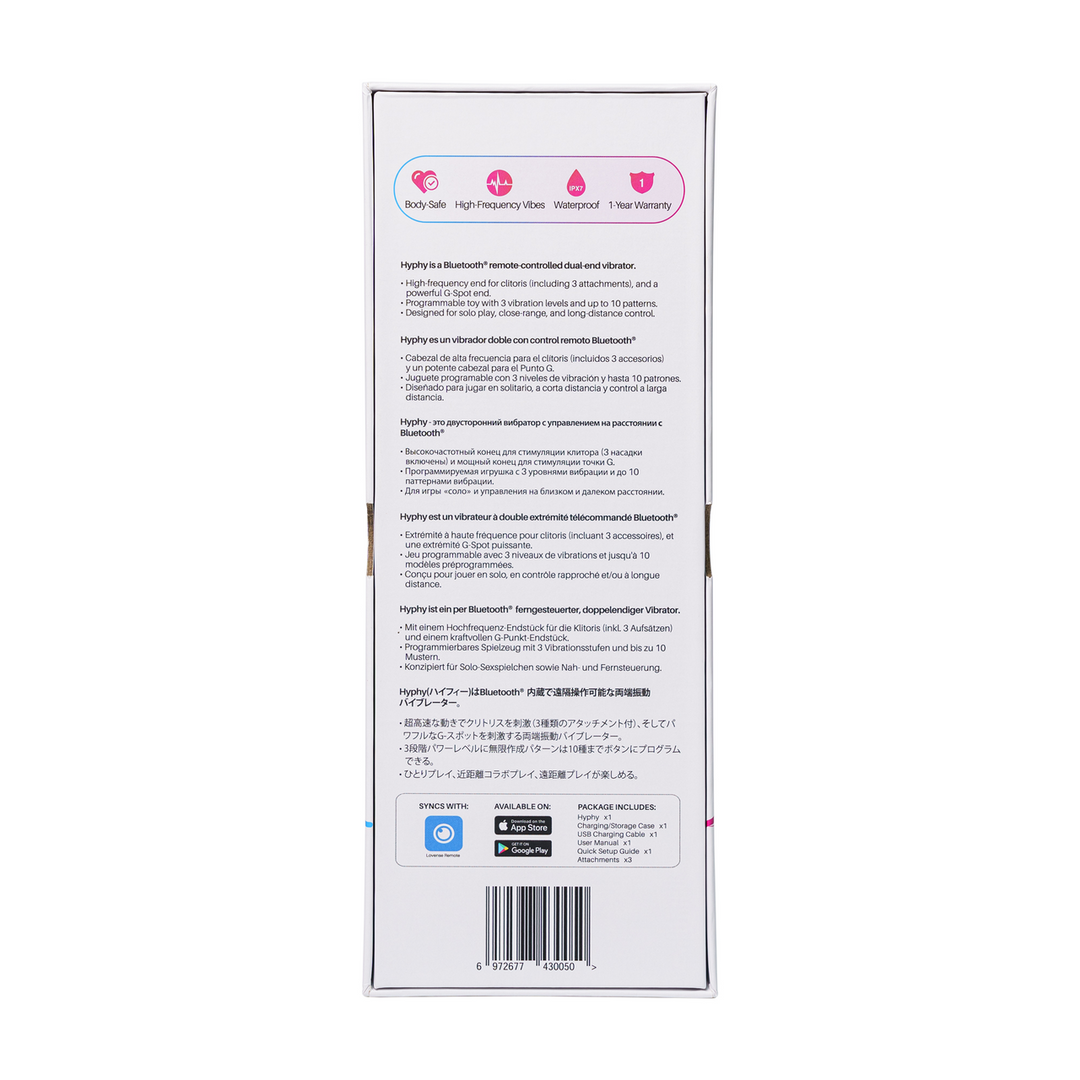 Lovense Hyphy - Afstandsbediening Dubbelzijdige Vibrator met Accessoires - Paars (6972677430050)
