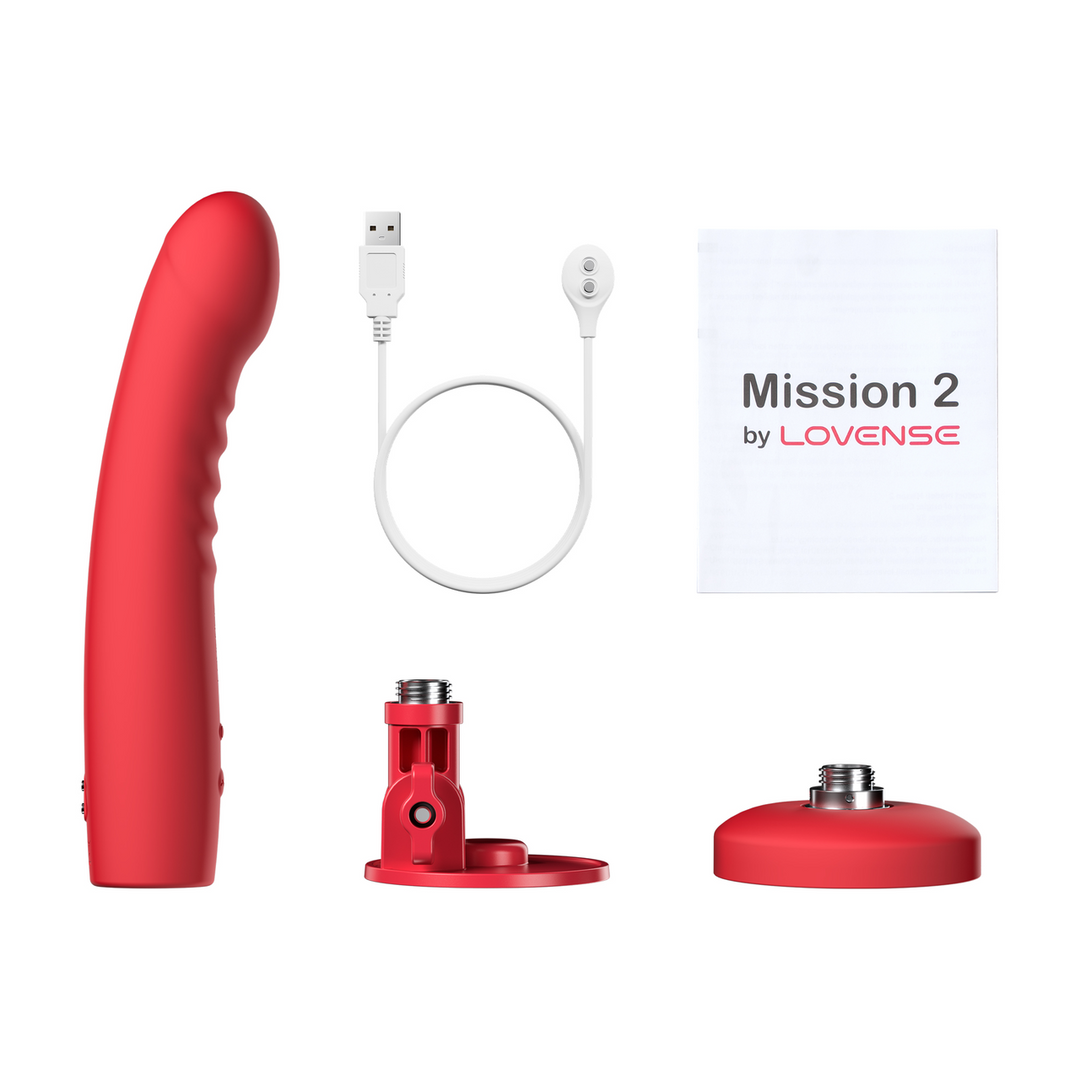 Lovense Mission 2 - Vibrerende Zuigcup Dildo met Touch-Sense - Rood (6972677430401)