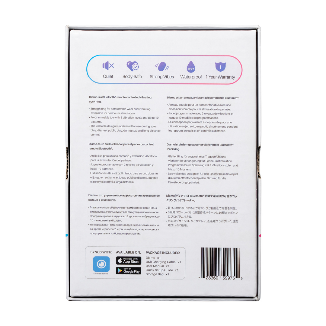 Lovense Diamo - App-gestuurde Vibrerende Cockring - Zwart (728360599759)