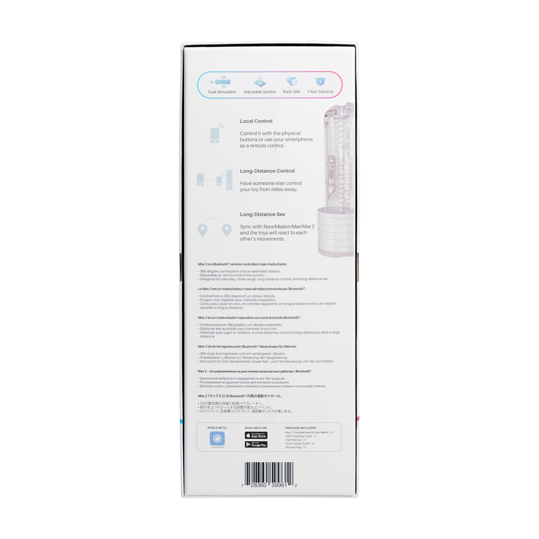Lovense Max 2 - Bluetooth App-gestuurde Mannenmasturbator - Wit (728360599612)