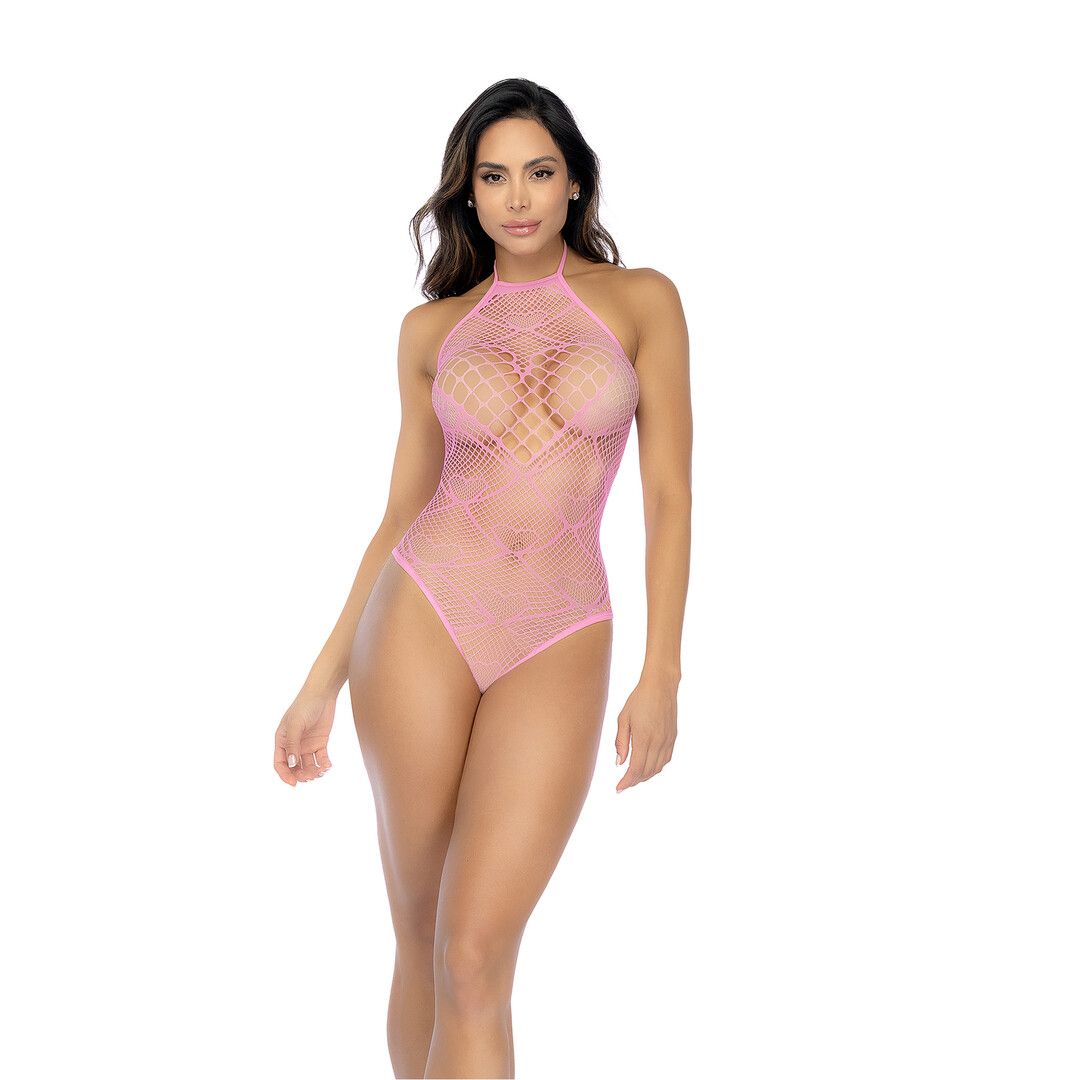 Mapalé Hart Visnet Bodysuit met Hartdetail - One Size - Bubbelgum Roze (190602299343)