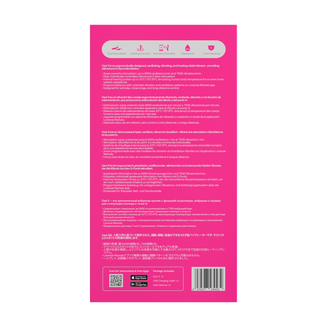 Lovense Osci 3 - Oscillerende Vibrerende en Verwarmende Konijnen Vibrator - Roze (6972677430432)