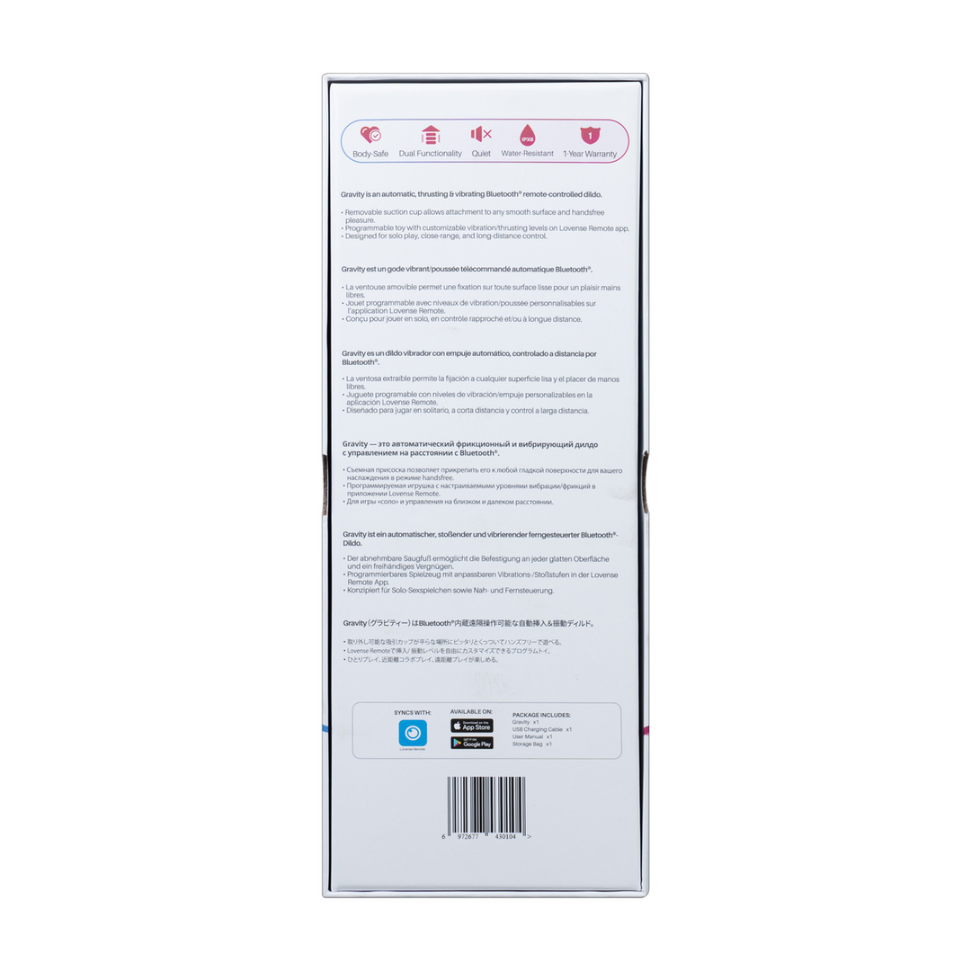 Lovense Gravity - App-gestuurde Automatische Duw- en Vibrerende Dildo - Rood (6972677430104)