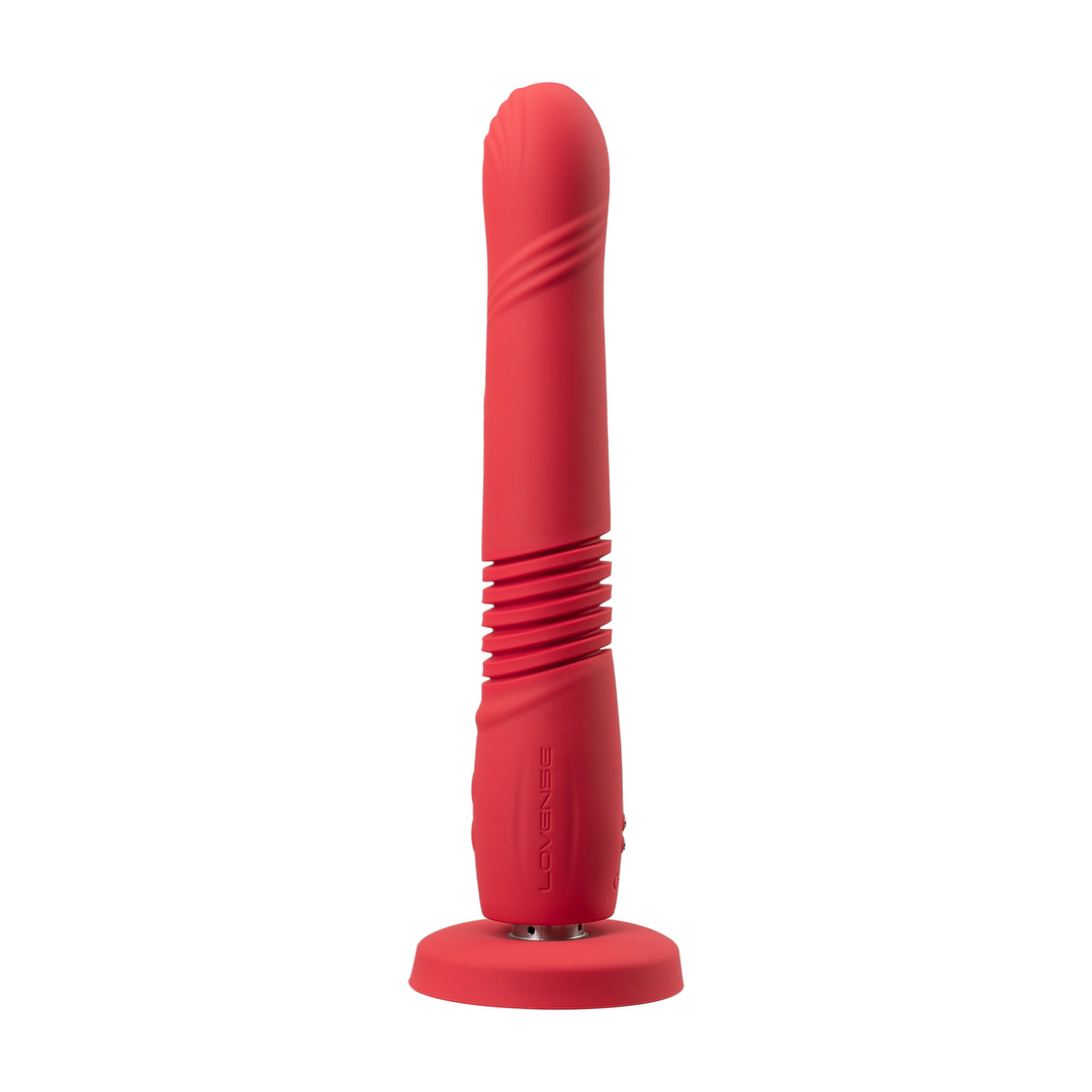 Lovense Gravity - App-gestuurde Automatische Duw- en Vibrerende Dildo - Rood (6972677430104)