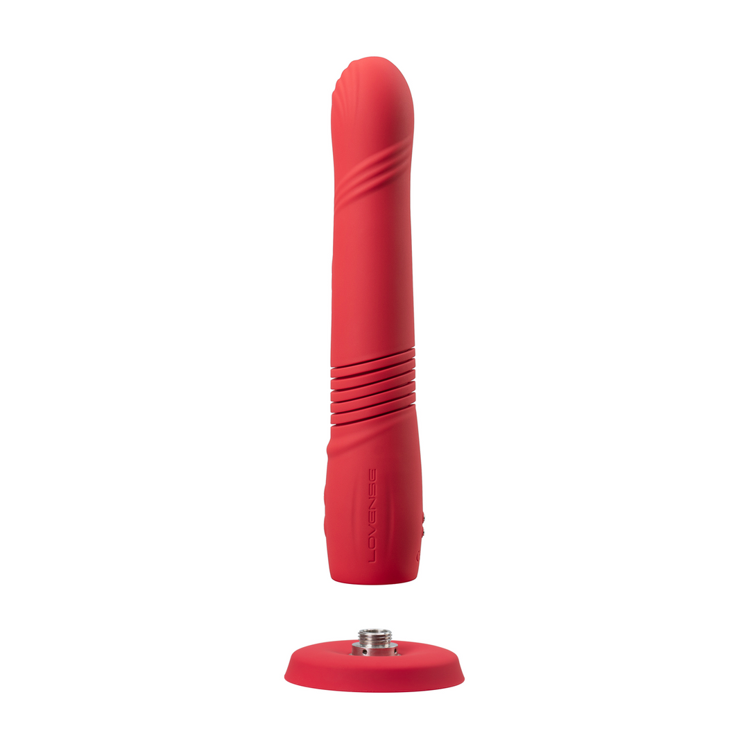 Lovense Gravity - App-gestuurde Automatische Duw- en Vibrerende Dildo - Rood (6972677430104)