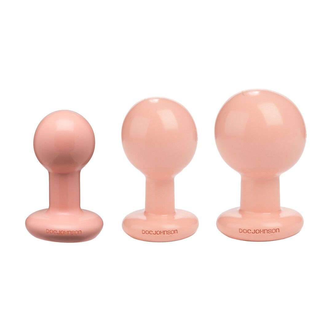 Doc johnson The Classic - Round Butt Plug - 3 Piece Set - Cream (782421105594)