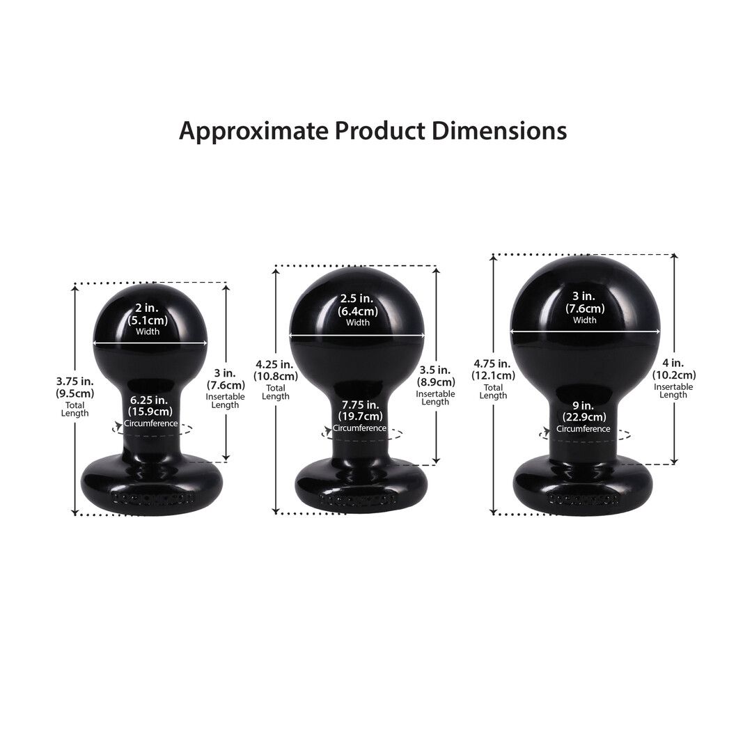Doc johnson The Classic - Round Butt Plug - 3 Piece Set - Black (782421105600)