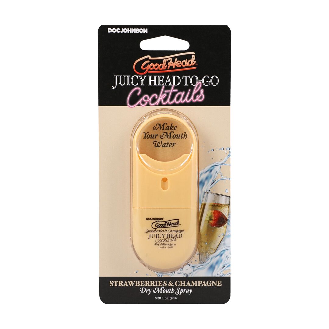 Doc johnson Juicy Head - Cocktails - Dry Mouth Spray To-Go - Strawberries and Champagne - 0.3 fl oz / 9 ml (782421098766)