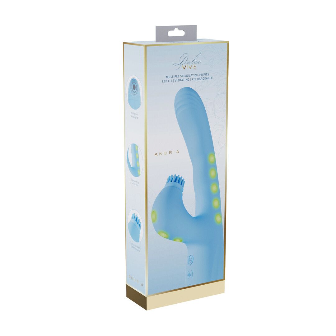 Vive by shots Andria - G-Spot Vibrerende en Tik Clit Stimulator met LED - Blauw (8714273030047)