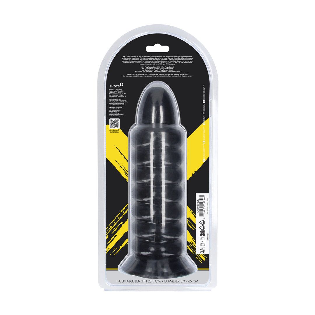 Ouch! by shots Spiral Force - Anal Plug - 23,5 cm - Black (8714273017468)