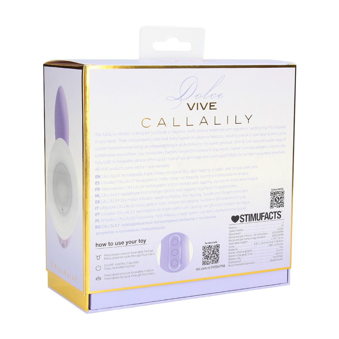 Vive by shots CallaLily - G-Spot Tap Vulva Borstzuiger en Tong Stimulator - Lavendel (8714273030085)