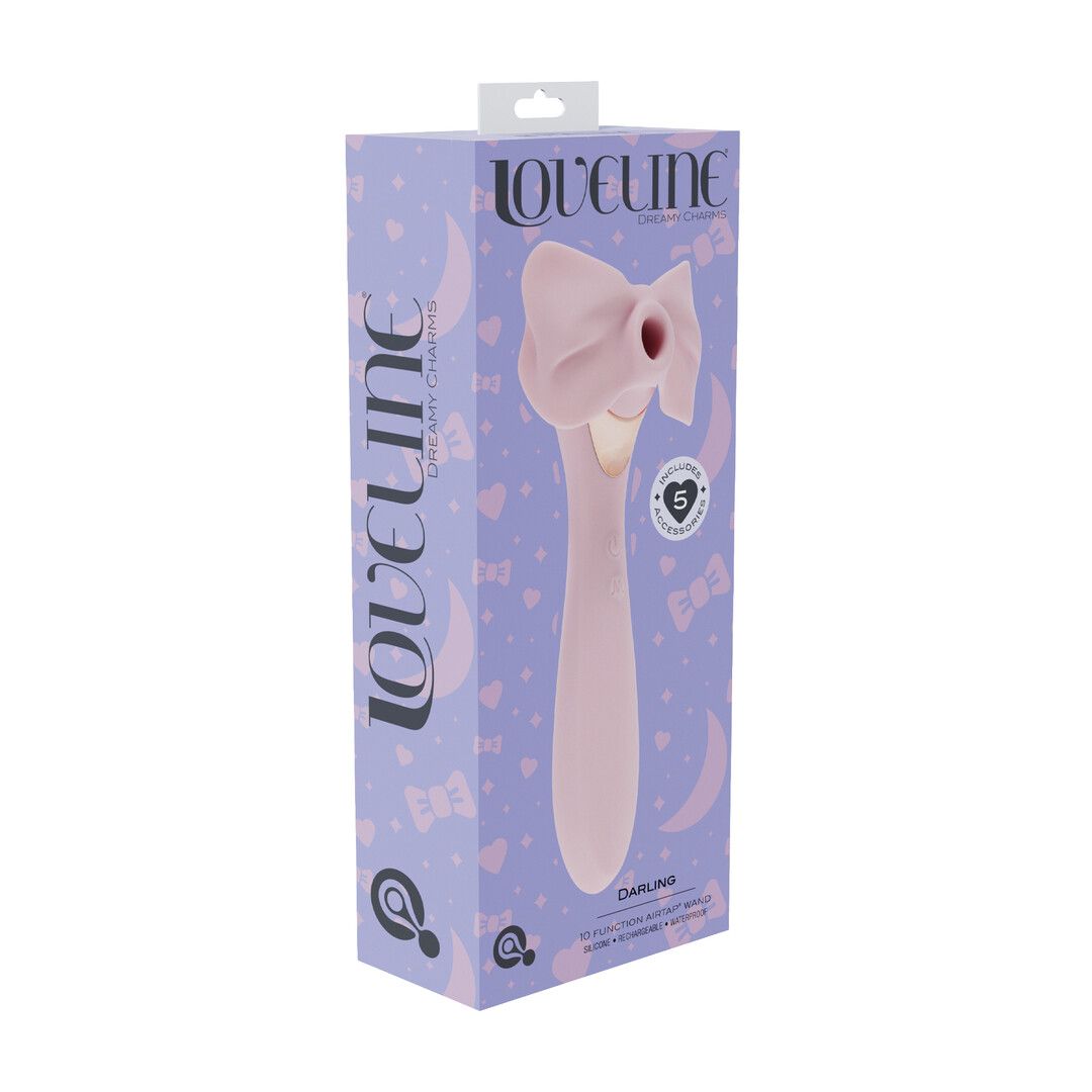 Loveline by shots Darling - AirTap Wand Vibrator met Vijf Koppen Accessoires - Roze (8714273059918)