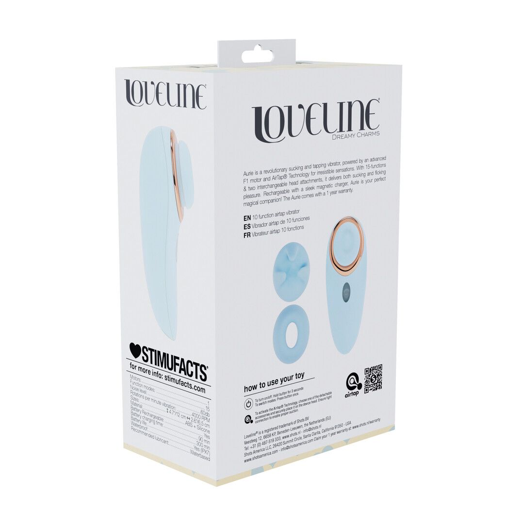 Loveline by shots Aurie - AirTap Vibrator met Twee Hoofdaccessoires - Blauw (8714273059727)