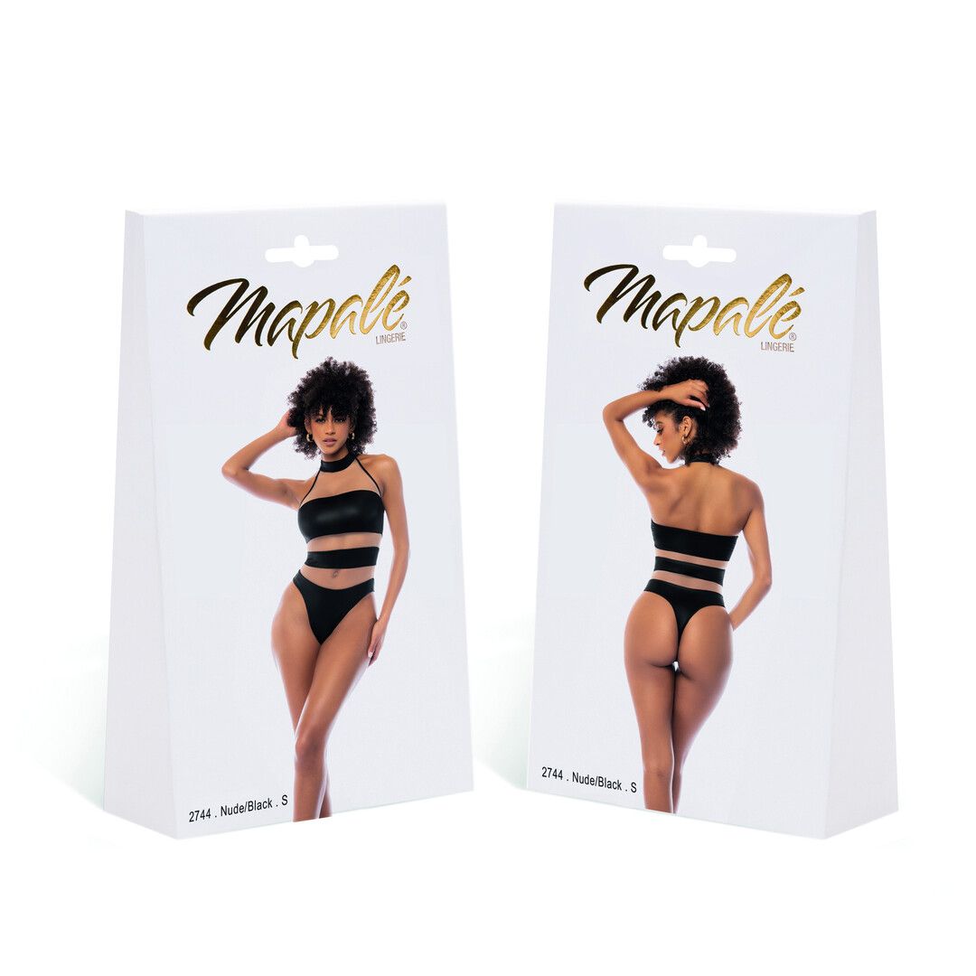 Mapalé Halter Bodysuit - L - Nude/Zwart (190602103541)