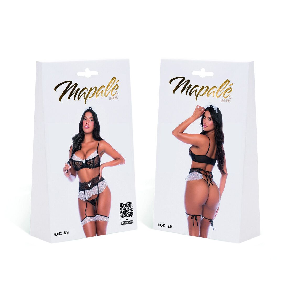 Mapalé Kostuum Franse Dienstmeid - Bh Set - L/XL - Zwart/Wit (190602207676)