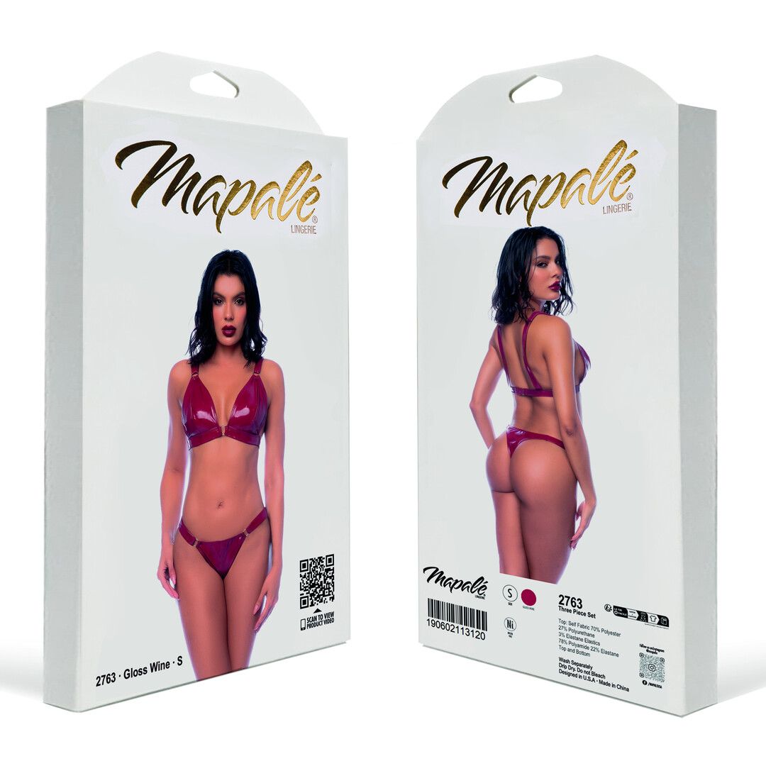 Mapalé Twee-delige Bh-set - XL - Glanzend Wijnrood (190602113151)
