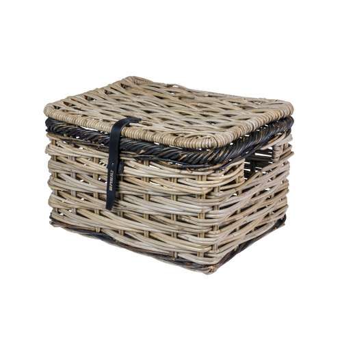 Basil mand riet Dijon L + deksel rotan grijs/zwart (8715019130847)