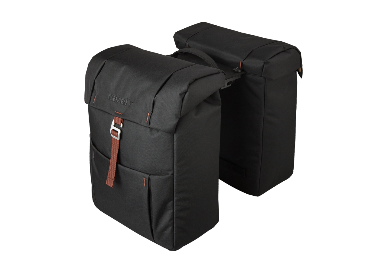 Gazelle Dubbele fietstas met MIK adapter zwart/bruin (8714827982464)