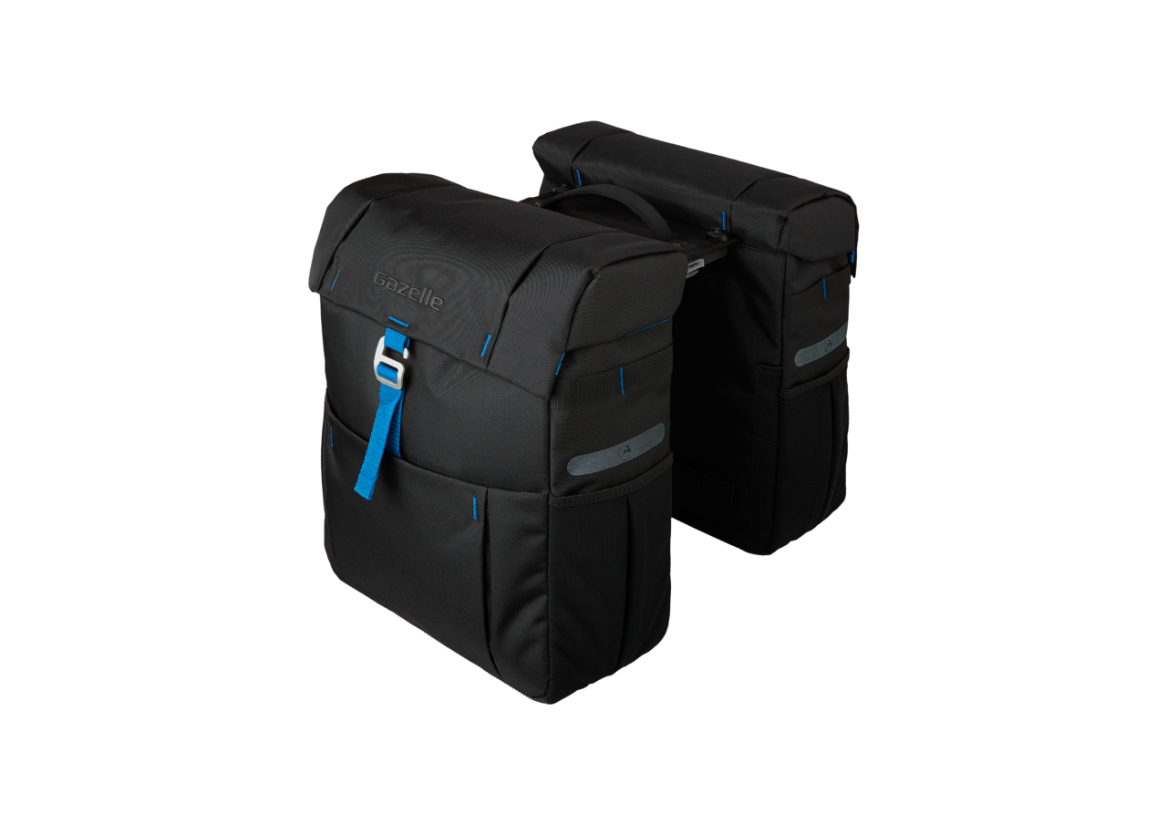 Gazelle Tas dubbel black spark blue adapter Mik (8714827983058)