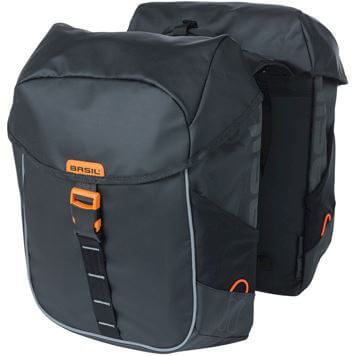Basil fietstas dubbel Miles Tarpaulin zwart oranje (8715019180866)